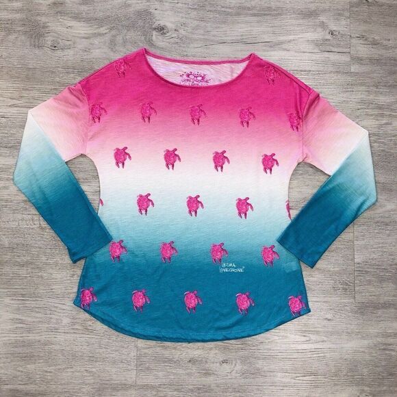 Leoma Lovegrove Womens Size Small Colorful Turtle Abstract Art Top Long Sleeve - Picture 1 of 7